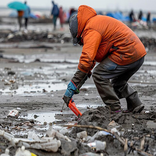 Cleaning beach 